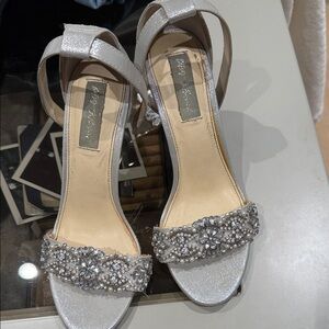 Betsey Johnson Glittering Silver Floral Heels